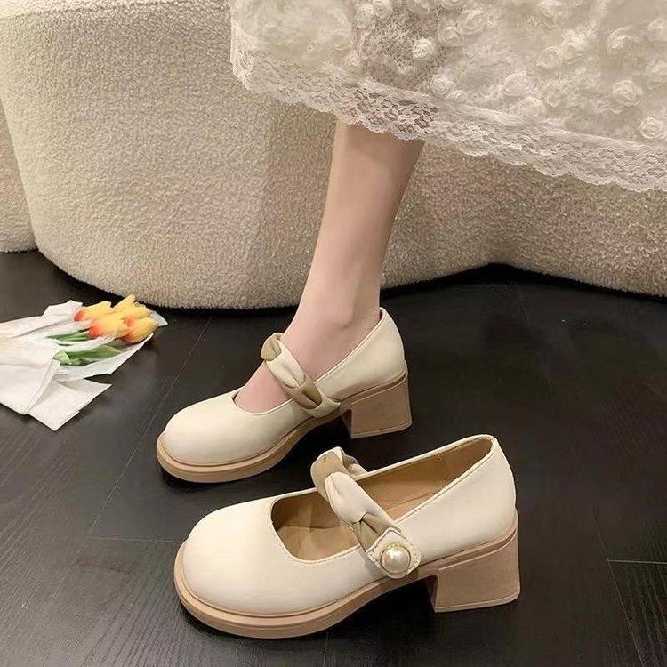 Autumn Mary Jane new outer wear small fragrant style small leather shoes light mouth high heel single shoes with skirt
