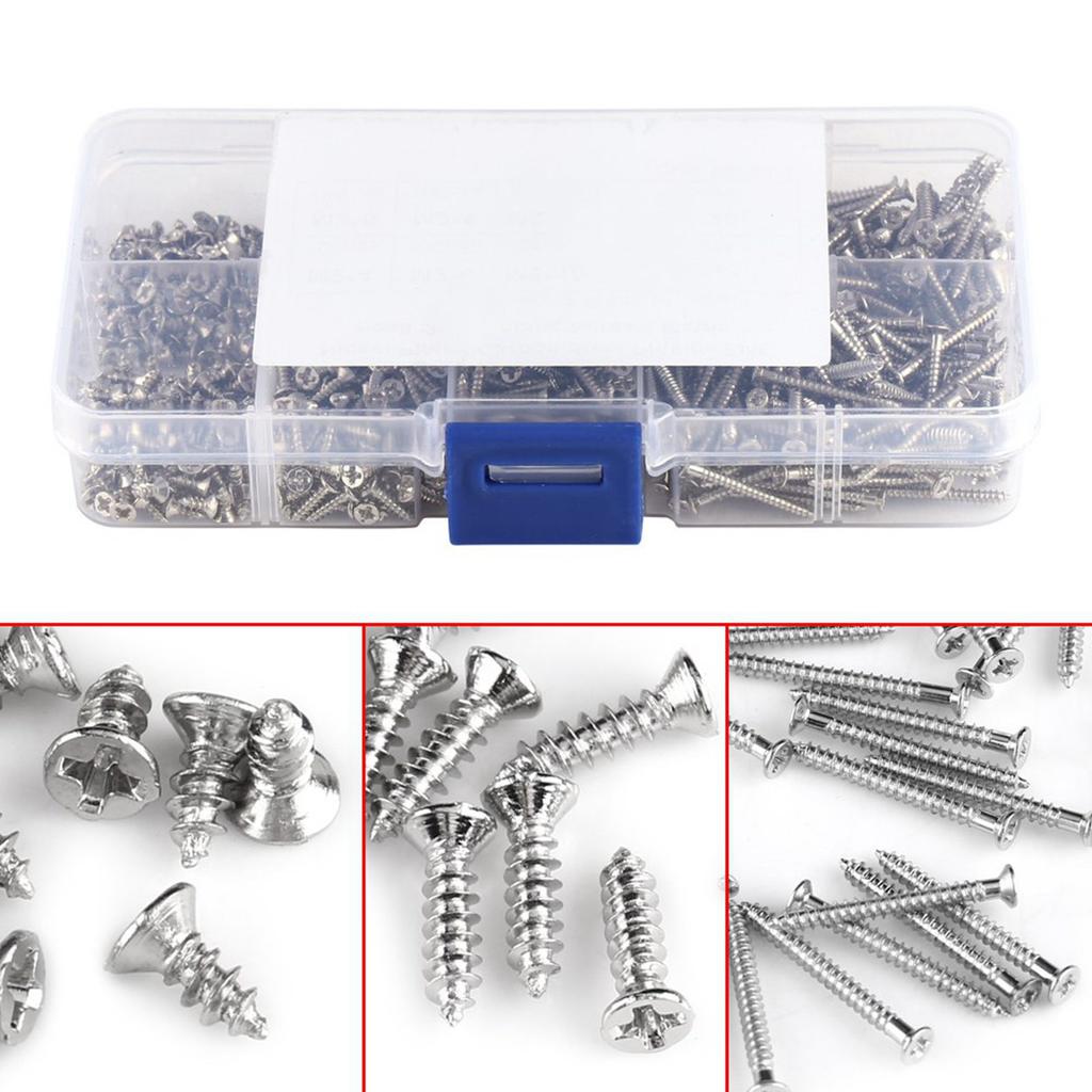 M2  Drive Flat Head Self‑ Tapping Screws Woodworking Fastener with Box Self Tapping Screws Wood Screw Fastener