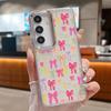 Pink Bowknots Print Case For Samsung S26 S25 Ultra S24 FE S23 Plus S22 S21 A15 A16 A17 A35 A36 A37 A54 A55 A56 A57 5G Plating Lens Soft Cover