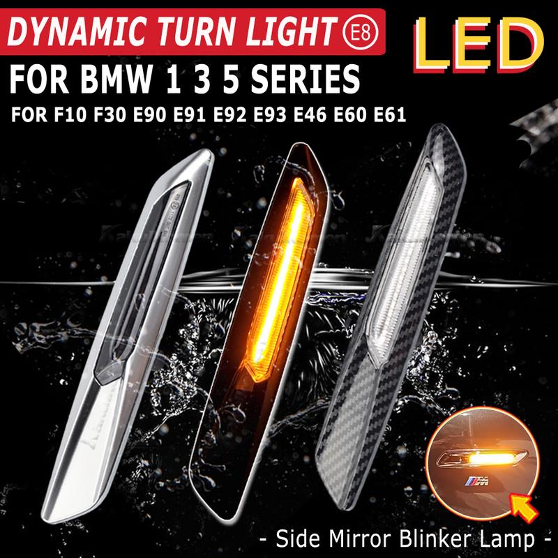 2pc Dynamic Amber 12V LED Side Marker Lights Turn Signal Lamp For BMW 1 3 5 Series F30 E90 E91 E92 E93 E46 E60 E61 BMW F10 Style