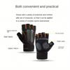 1pair Fitness Anti-Slip Protection Gloves with Wrist Support, Half-Finger, Long Style, Suitable for Cycling, Riding Motorcycle and Skiing