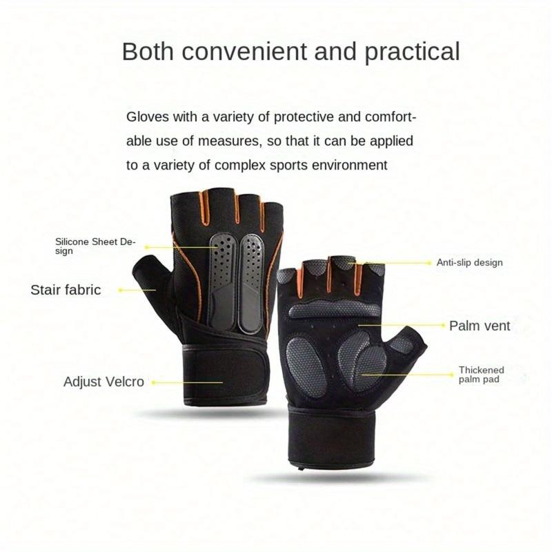 1pair Fitness Anti-Slip Protection Gloves with Wrist Support, Half-Finger, Long Style, Suitable for Cycling, Riding Motorcycle and Skiing