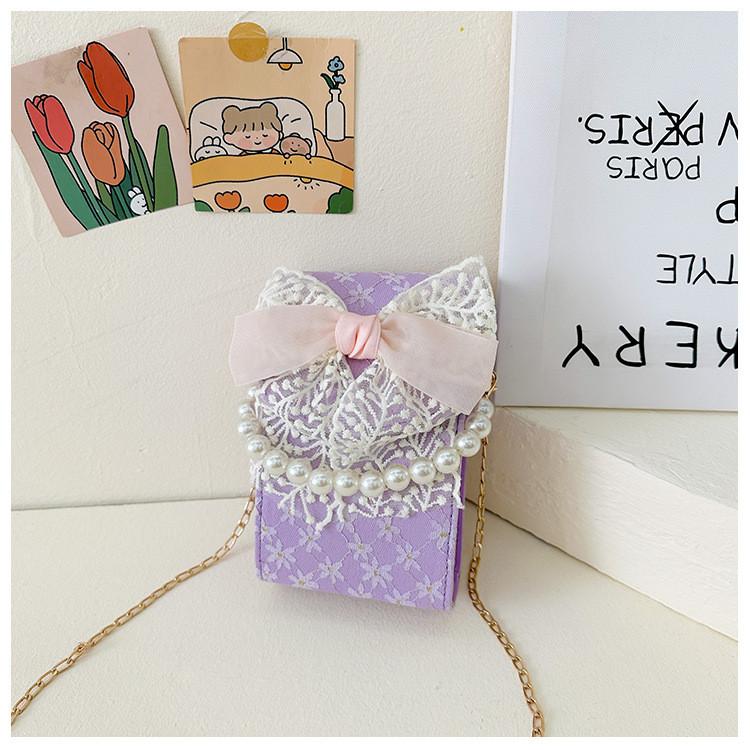 Small Bag Flower Autumn And Winter Small Fresh Crossbody Bag Lace Shoulder Bow
