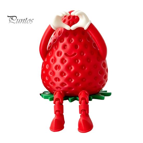 Unique Birthday Gifts for Friends 3D Printed Articulated Strawberry Storage Box, Cute Figurine with Box Movable Limbs, Mini Trinket Holder Desktop