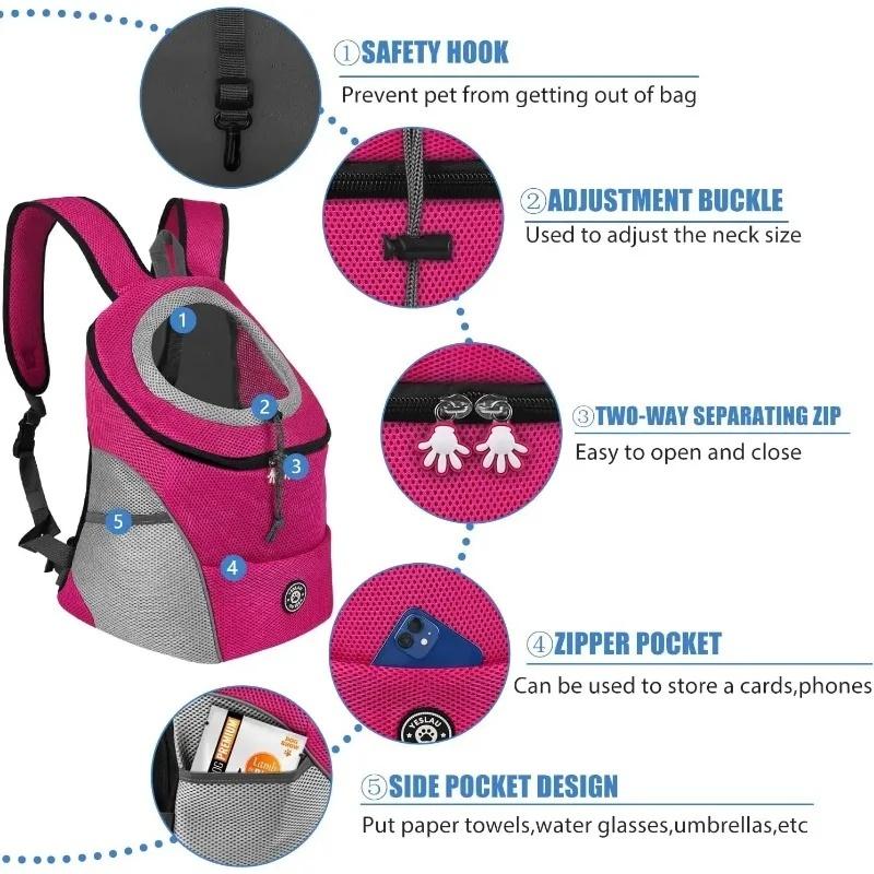 Portable Pet Carrier Backpack Breathable Mesh Dog Front Pack Double Shoulder Bag For Outdoor Travel Walking