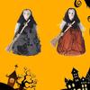 Unique Halloween Witch Broom Decors Stylish Black Witch Broomsticks Display Ornament for Halloween Party Decoration