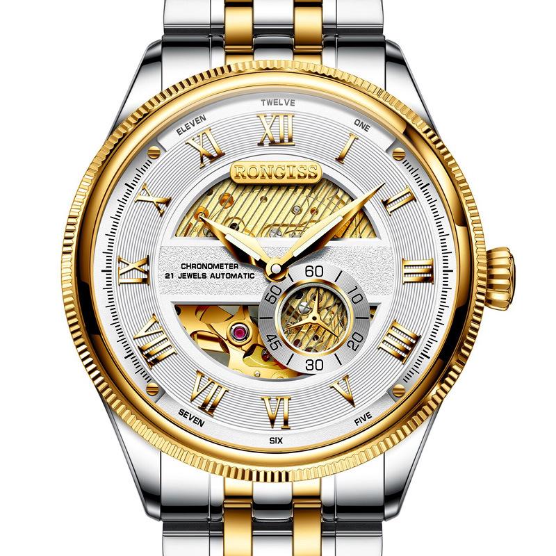 

RONGISS Мужские золотые автоматические механические часы высокого класса