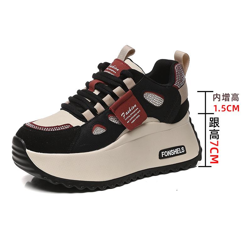 

Strictly selected leather 8 cm inner height increase dad shoes women s platform 2025 new women s shoes autumn and winter white shoes 34