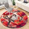 1pc Magnolia Bird Print Carpet for Office Non Slip, Round Carpet, Soft & Comfortable, Carpet for Office, Lightweight Round Floor Mat