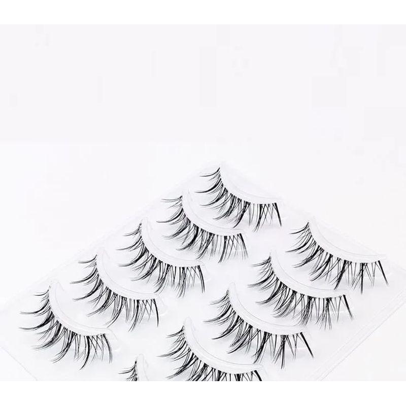 Lashie - Set mit 5 Paaren: Natürliche, zarte Falsche Wimpern mit transparentem Band