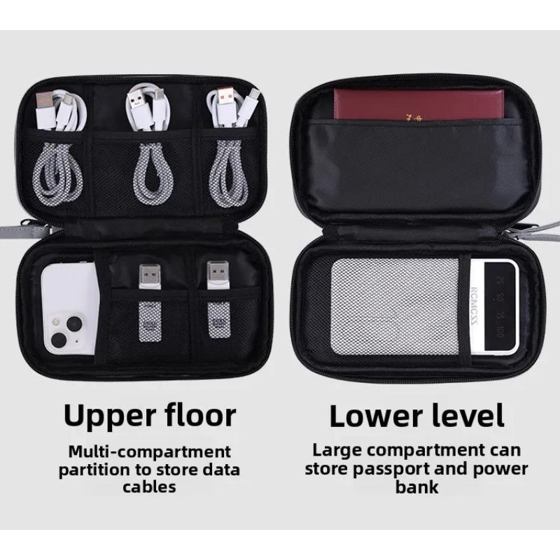 Hard Disk, USB Data Cable & Charger Storage Bag - Multifunctional Organizer with Multiple Compartments, Shockproof & Portable