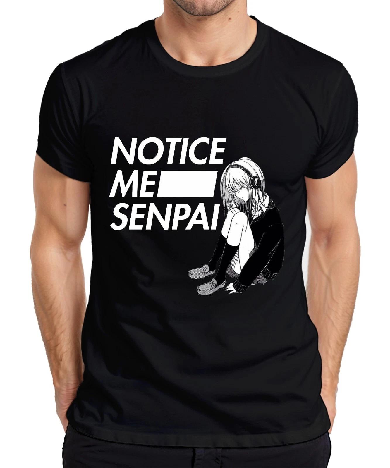 NOTICE ME SENPAI Anime Manga Mädchen Kopfhörer Kawaii Otaku Japan Herren T-Shirt XS