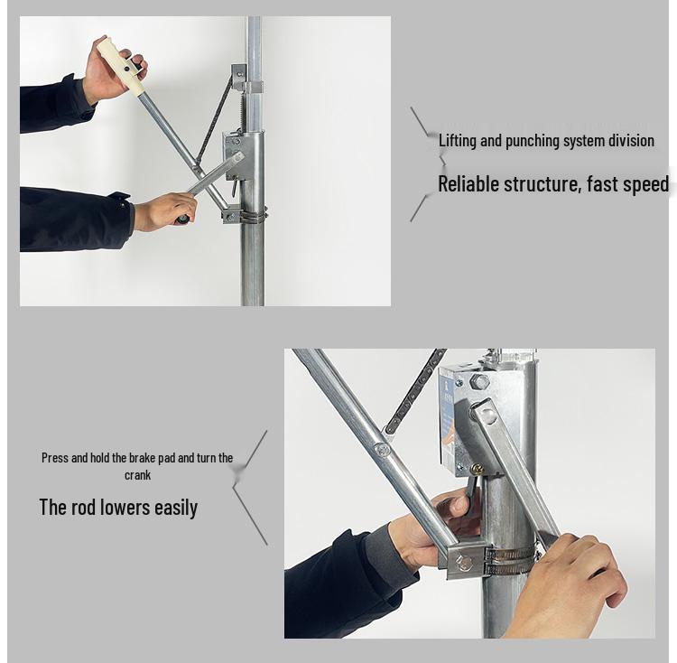 Versatile Electric Hammer Stand with Hydraulic Punch and Impact Drill for Ceiling Installation