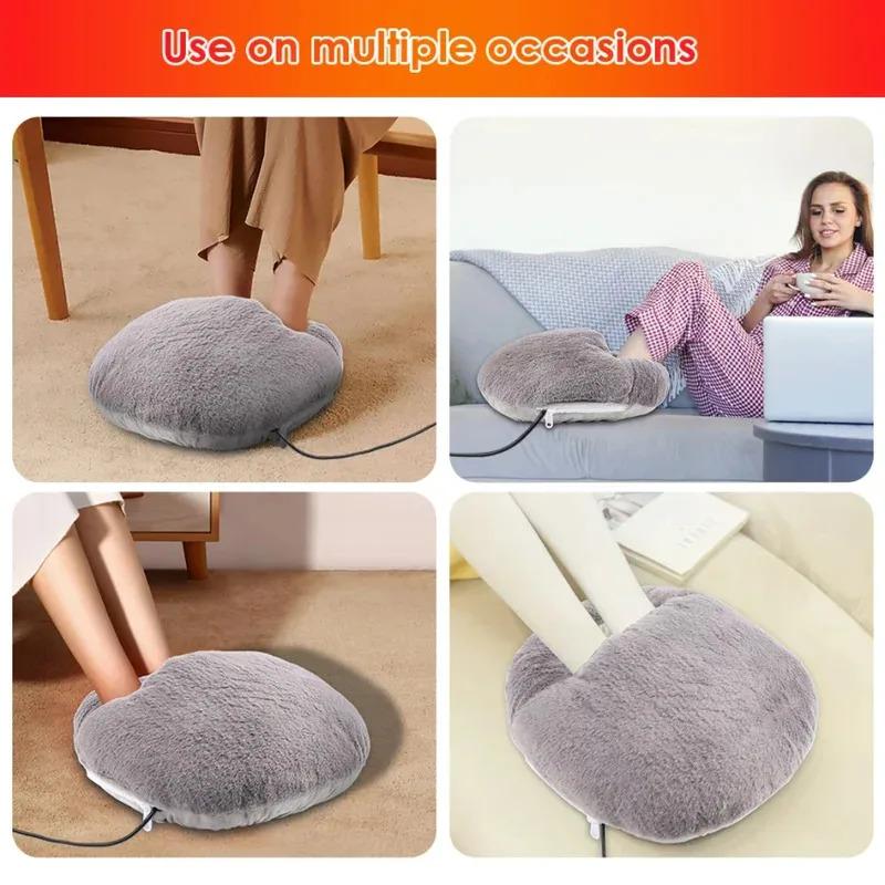 Tappetino Riscaldante Elettrico USB per Piedi Invernale Sotto la Scrivania Riscaldatore Scaldapiedi Domestico Morbido Peluche Termostato Scalda Piedi Tappetino Riscaldante