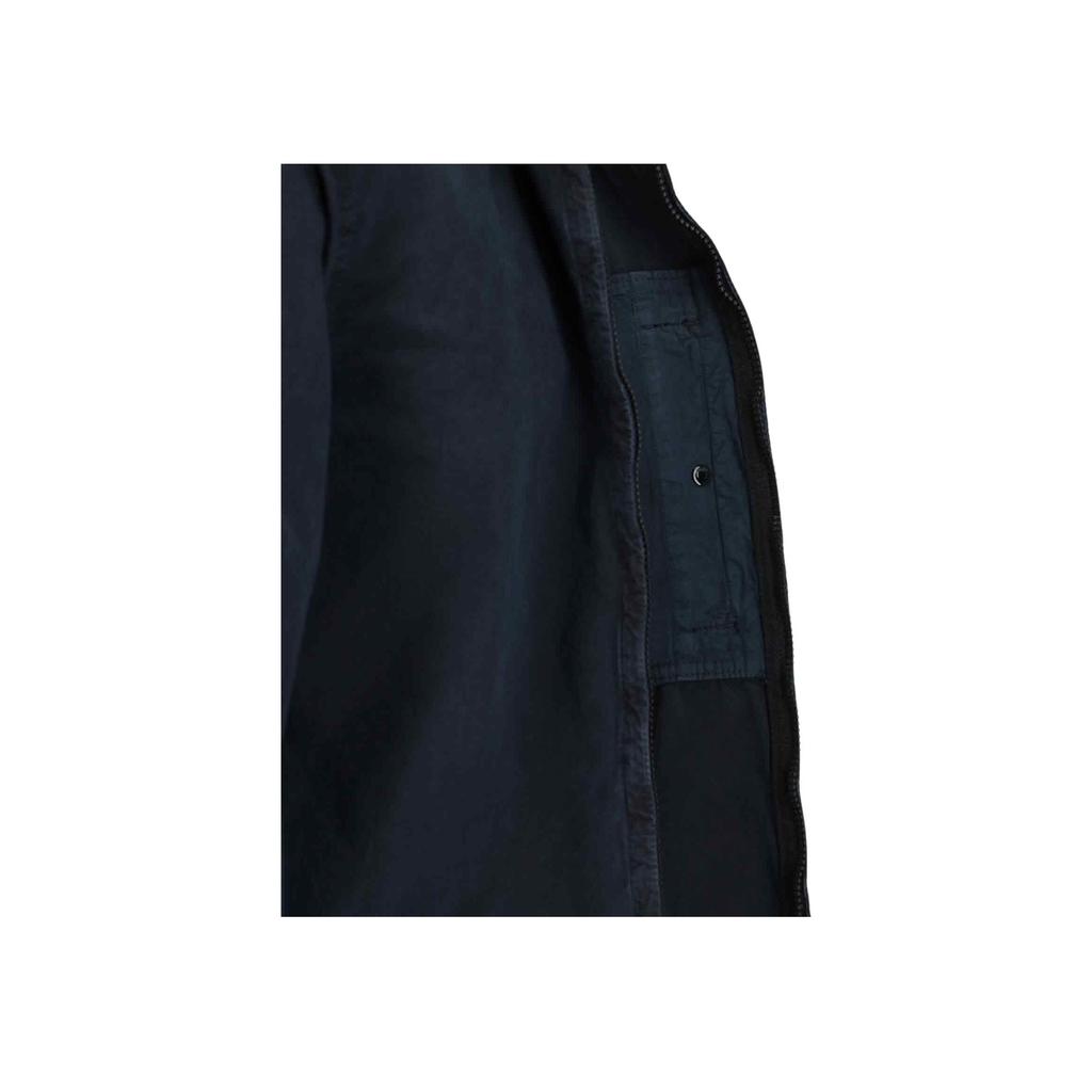 STONE ISLAND Solid Color Logo Zip Long Sleeve Shirt Men Shirts Blue K1S1512000-32S00WN-V0120
