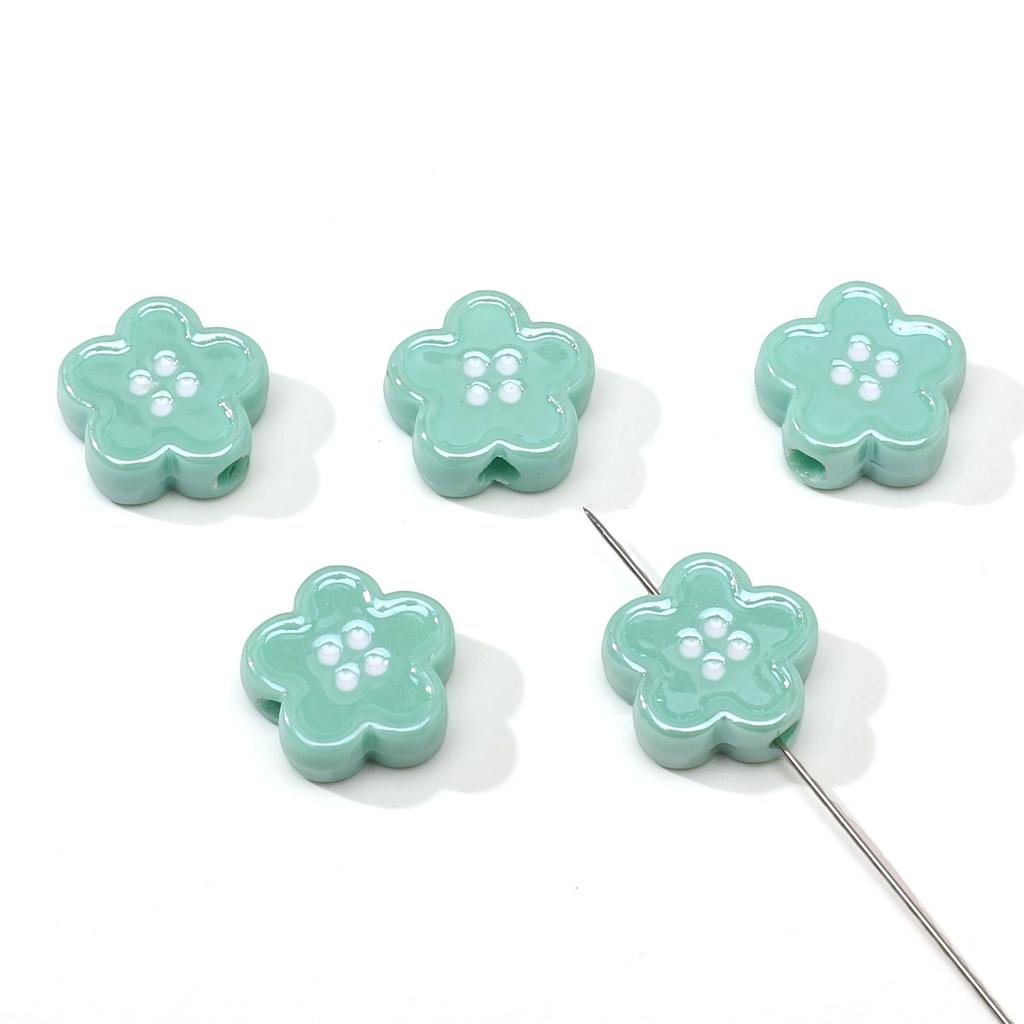 Acrylic Dopamine Oil Droplets Flower Button Beads for DIY Jewelry 1 Set