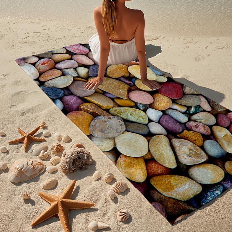Heart-shaped Stone On Pebbles. Beach Towel, Super Soft Microfiber, Gift for Her/Him, Birthday, for Pool, Beach, Travel, Home Decor Fan gifts