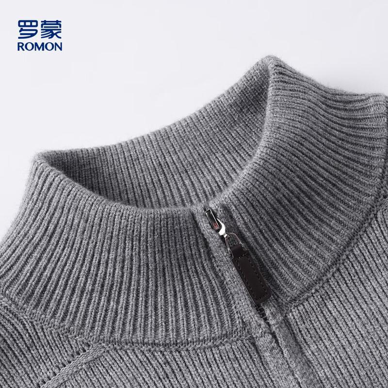 ROMON Men's Casual Solid Color Zipper Cardigan