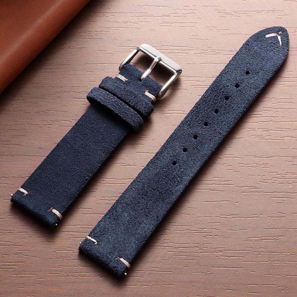 14mm 16mm 18mm 20mm 22mm Zamszowy Pasek do Zegarka Szary Vintage Pasek Zamienny Bransoletka Ręcznie Szyty Pasek do Zegarka dla Oris