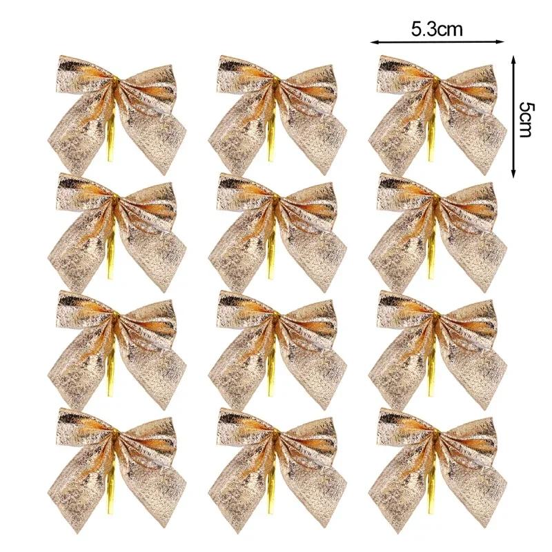 

Mini Christmas Bow Red Gold Velvet Bowknot Hanging Ornament for Home Christmas Tree Decoration DIY Garland Gift Box Supplies 12PCS