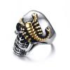 FDLK Vintage Punk Totenkopf Ring Männer Hip Hop Verlobungsring Männlich Mode Rot Zirkon Ringe Für Frauen Schmuck Silber Farbe ringe
