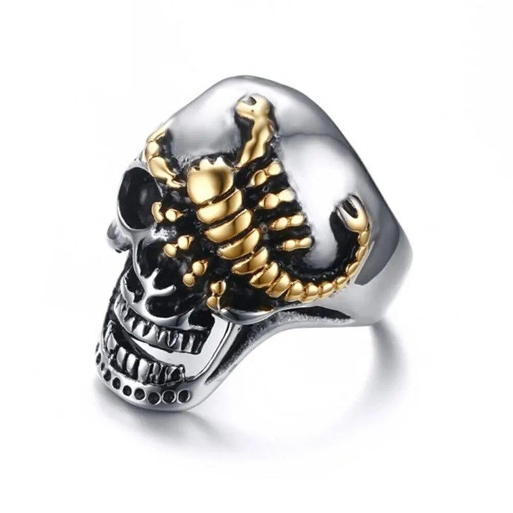 FDLK Vintage Punk Totenkopf Ring Männer Hip Hop Verlobungsring Männlich Mode Rot Zirkon Ringe Für Frauen Schmuck Silber Farbe ringe