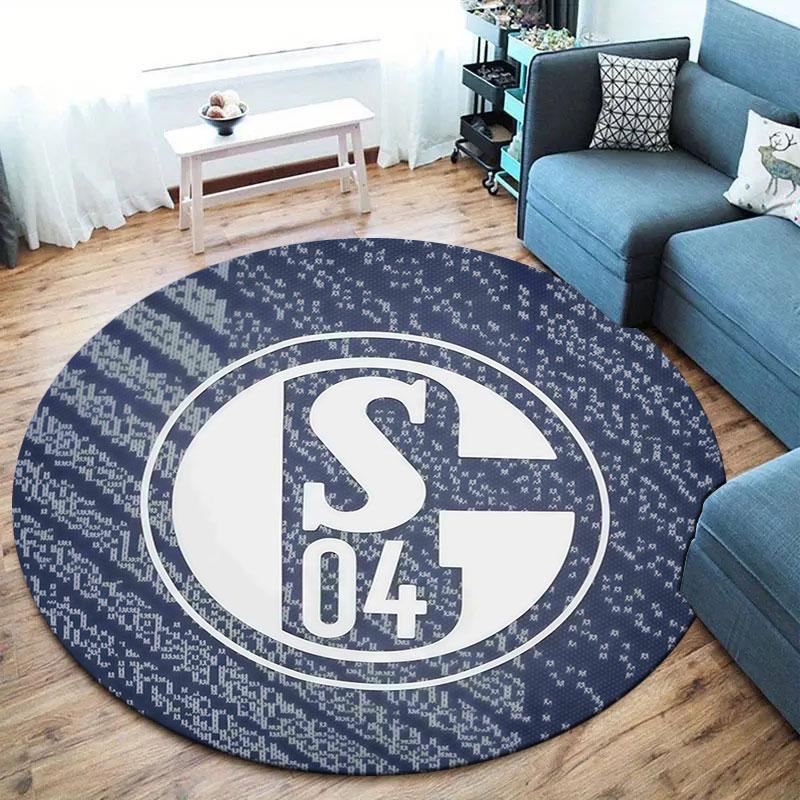 FC Schalke 04 Round Area Rug,Carpet Rug for Living Room Bedroom Sofa Playroom Decor,Non-slip Floor Mat