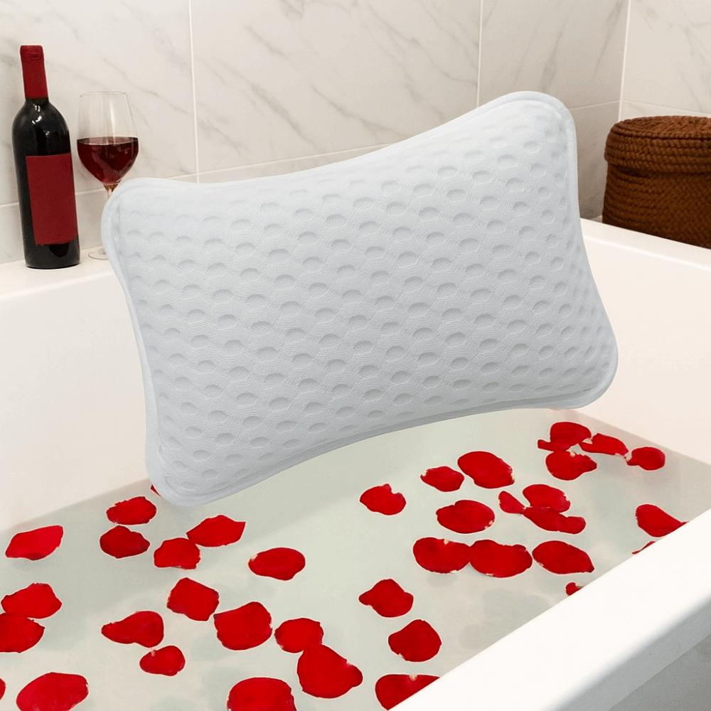 Comfortable Shower Headrest 2 Suction Cups Bathtub Cushion Practical Bathtub Pillow  Bathroom