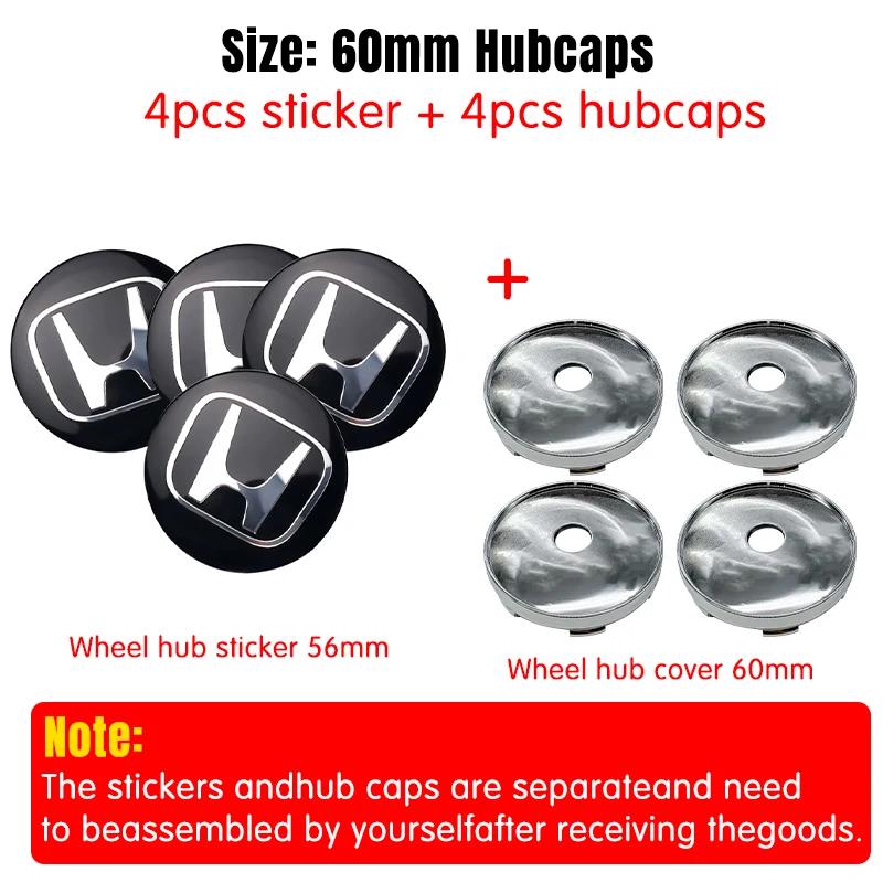 4pcs 56mm 60mm Car Wheel Center Hub Center Cap Rim Hub Dustproof Cover Emblemem For Honda Accord CRV XRV Civic Odyssey ahn256