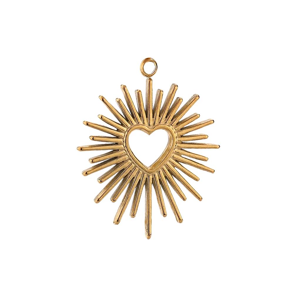 5pcs Gold Color Plated Stainless Steel Hollow Heart Charms Pendant DIY Jewelry Findings Women Necklace Bracelet Anklet Making