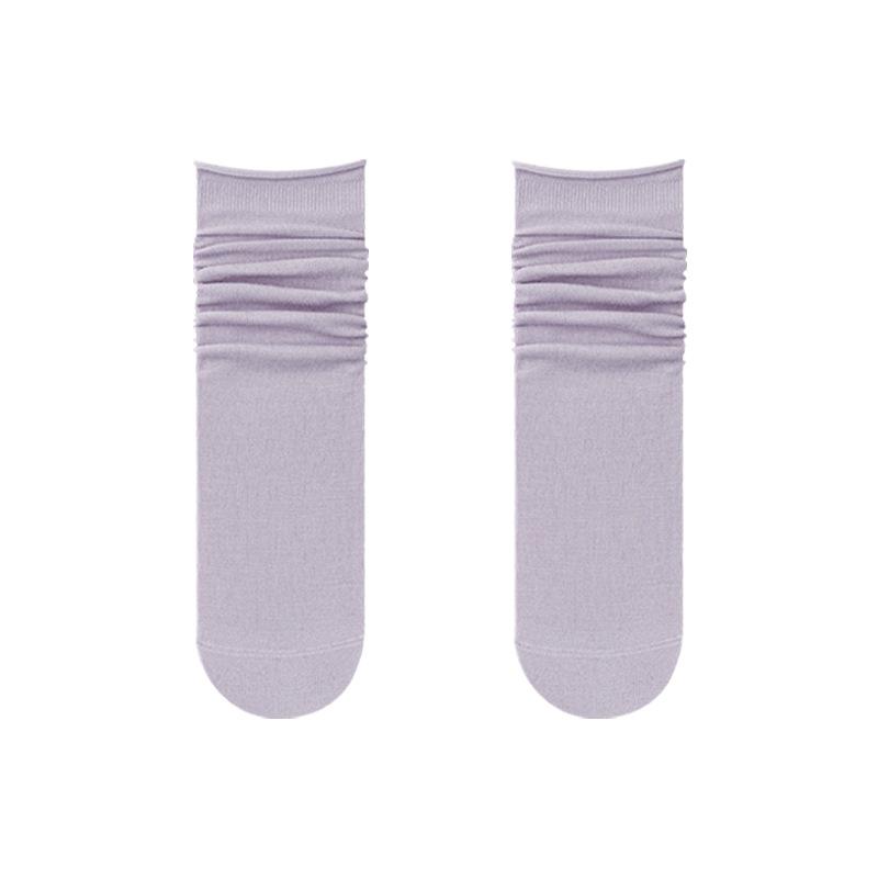 Rolled Hem Socks Autumn Thin Mid-Leg Socks Simple White Stacked Socks Modal Boneless Anti-Pilling Stockings