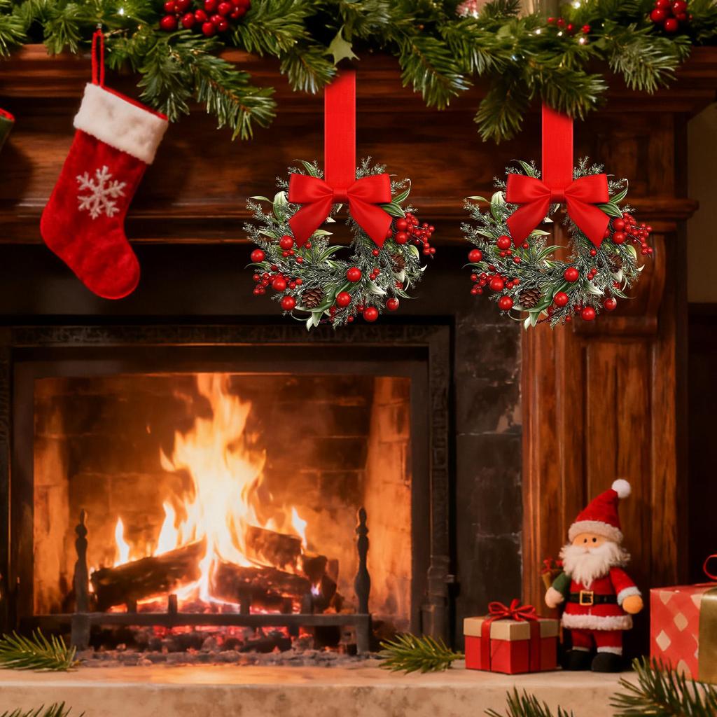 Wreath Decorations Bow Tie Festive Garland Christmas Garland Decor For Wall Mantle Kitchen Home Outdoor Indoor Holiday Winter