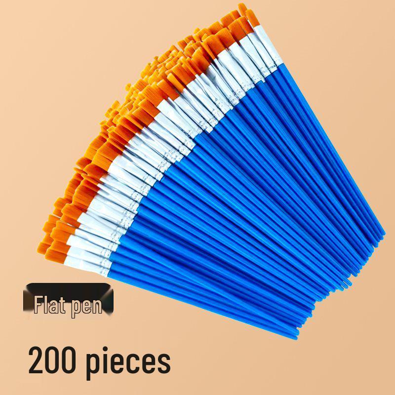 Flat Nylon Brush Set: Oil, Watercolor, Gouache, Acrylic - Ideal for Art, Painting, and Outlining.