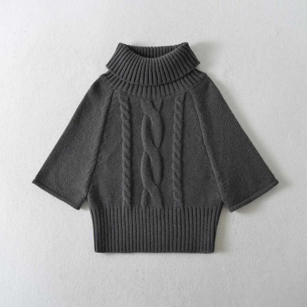 2025 French Retro Multi-Wear High Neck Cable Knit Poncho