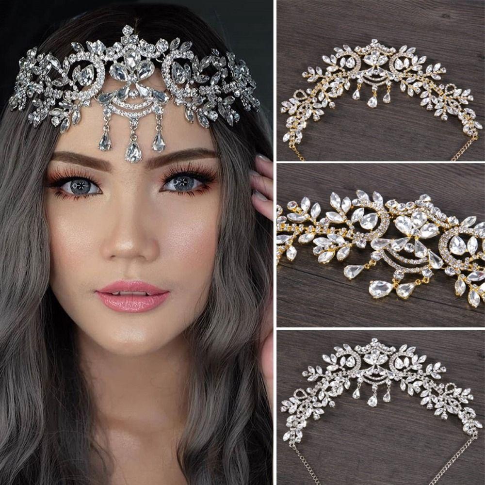 Forehead Rhinestone Headdress Sparkling Bridal Tiaras Head Chain Women Hair Jewelry Bridal Party