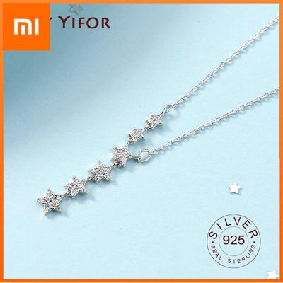 Silver Color Necklace Ladies Elegant Chain Necklace Fashion Stars Tassel Sterling Silver Jewelry Round R Necklace