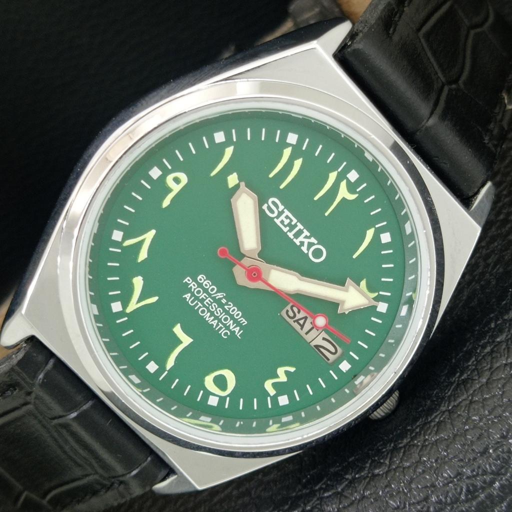 

VINTAGE REFURBISHED SEIKO AUTOMATIC 6309A JAPAN MENS GREEN DIAL WATCH a442680-1