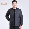 Men Down Jacket Autumn Winter Stand Collar Long Sleeve Thickened Velvet Cotton Coat with Pockets Solid Color Quilted Outerwear