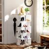 Shoe Rack Rotatable Angle White Finish Round 5 Tiers Stable Base Large Capacity Wooden Shoes Storage Stand Home