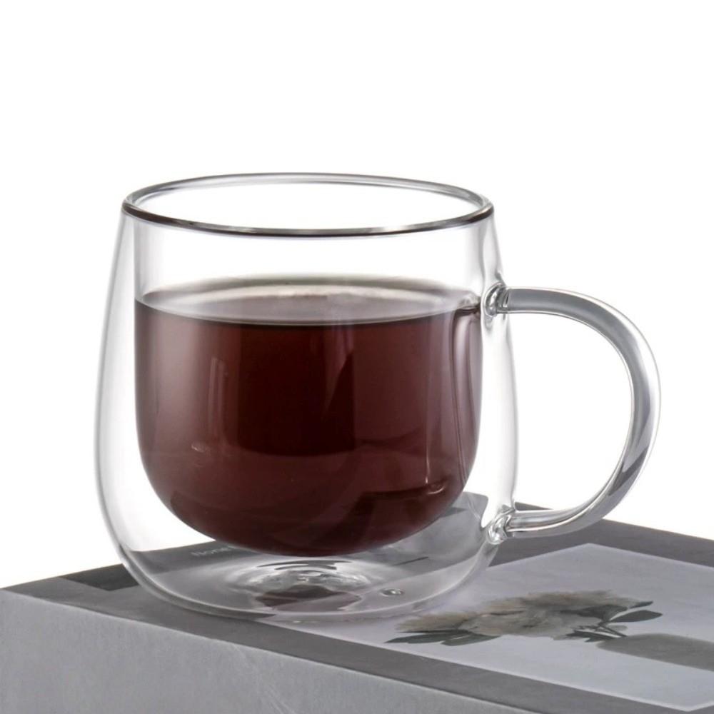 2pcs Transparent Double Wall Glass Cup Set Heat Resistant Drinkware Coffee Cup High Borosilicate Glass 300ml Tumbler Mug