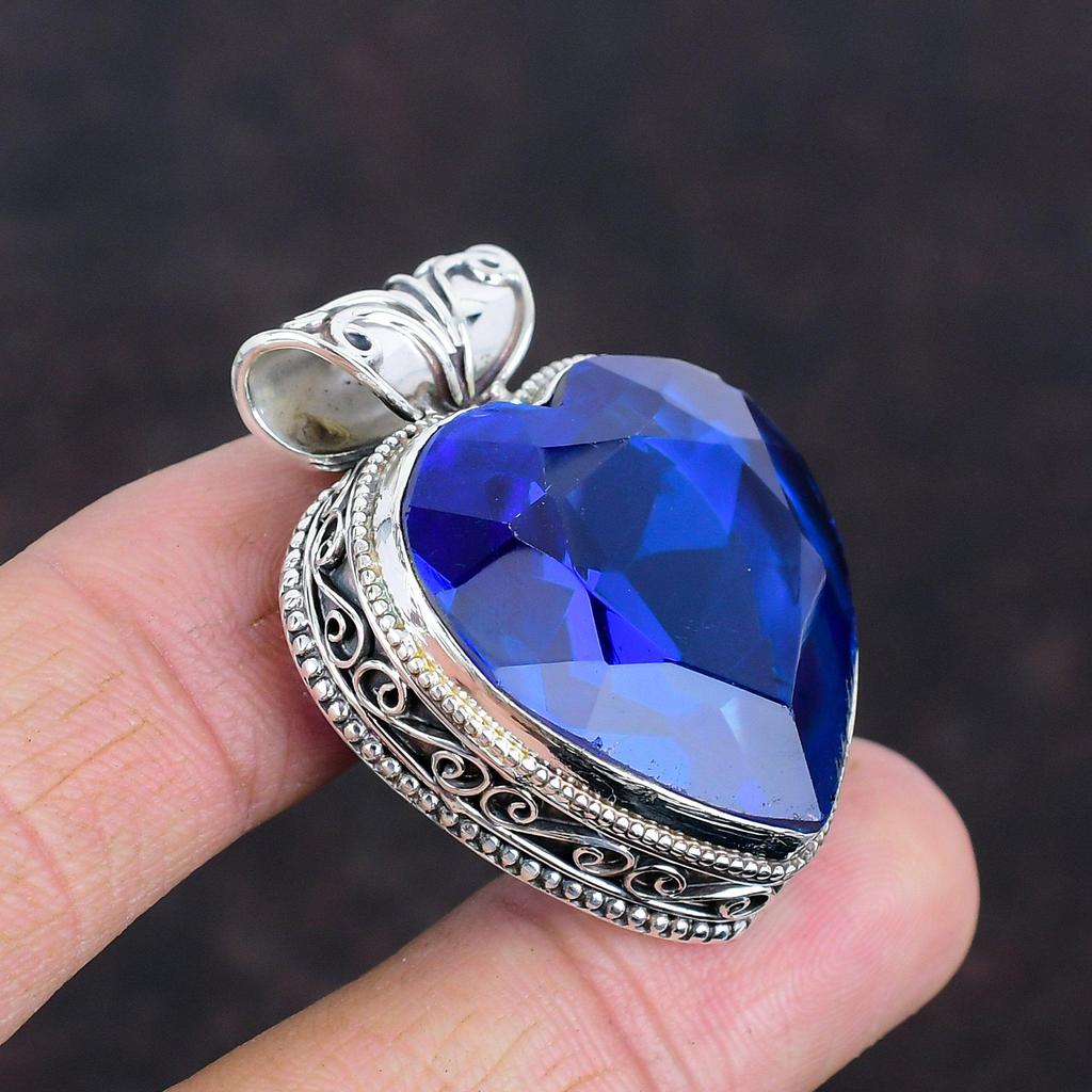 Faceted Tanzanite Quartz Pendant Vintage Pendant 925 Sterling Silver Pendant Natural Gemstone Jewelry Handmade Elegant Pendant Gifts for Her