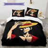 One Piece Monkey D Luffy Pattern Bedding Quilt Set Quilt Cover Pillowcase Home Birthday Gift(1 * Duvet Cover + 2 * Pillowcase, Without Core)