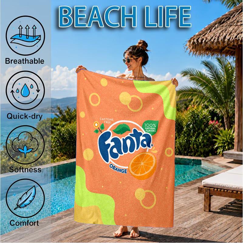 Fanta Orange Refreshment Beach Towel, Quick-drying, Easy to Care for, Suitable for Both Fitness and Beach Vacations,Sports Essential