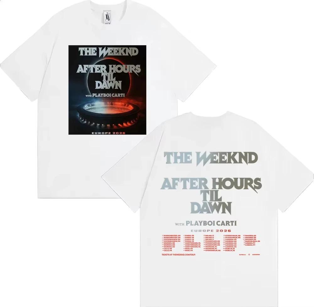 

The Weeknd T-shirt After Hours Til Dawn with Playboi Carti Europe 2026 Shows Schedule Dates Two Sided Oversized Y2k Short Sleeve XXXL