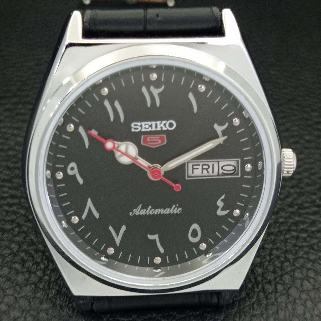 AUTOMATIC VINTAGE REFURBISHED SEIKO 5 JAPAN 6309A MENS BLACK WATCH a441362-5 Sk-a441362
