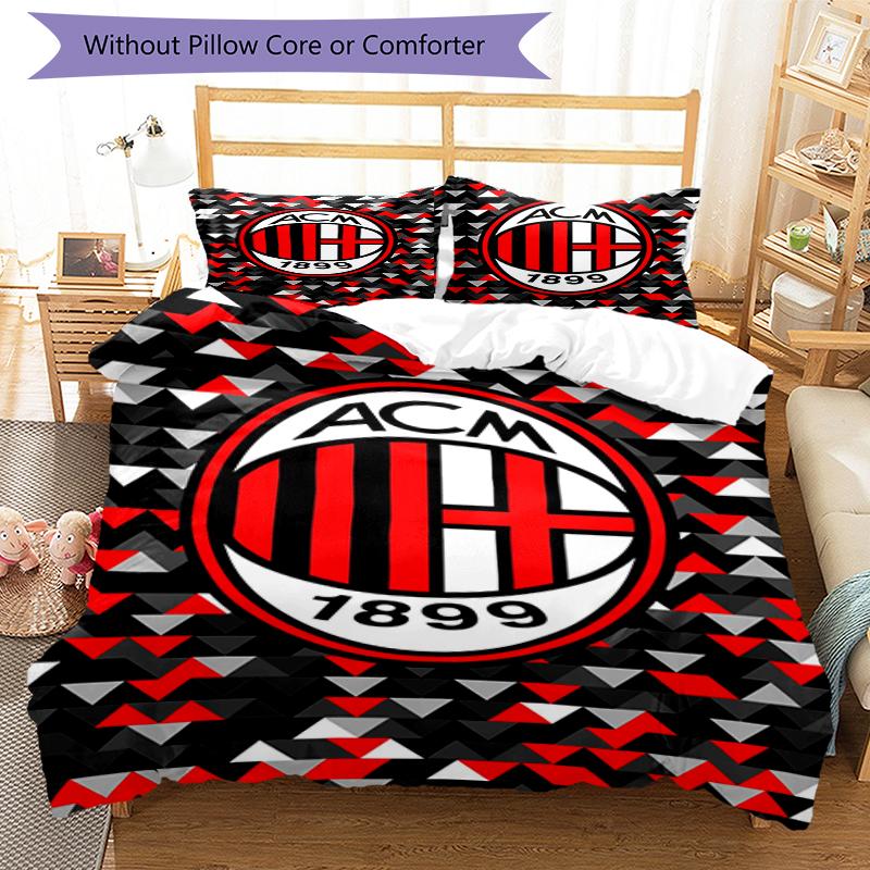 3pcs AC Milan Bedding Set Duvet Cover Closure Includes 1 Duvet Cover & 2 Pillowcases, Soft and Comfortable for All Seasons.