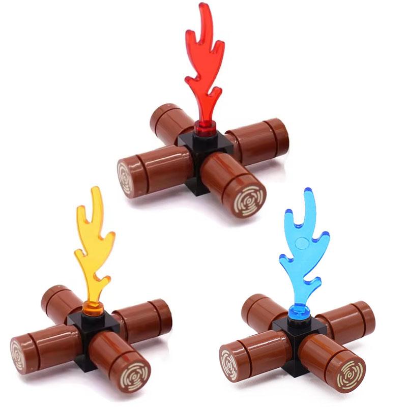MOC City Scene Accessories Building Blocks Medieval Bonfire Flame Wine Bottle Reagent Bottle Box Compatible Mini Bricks Toys T11