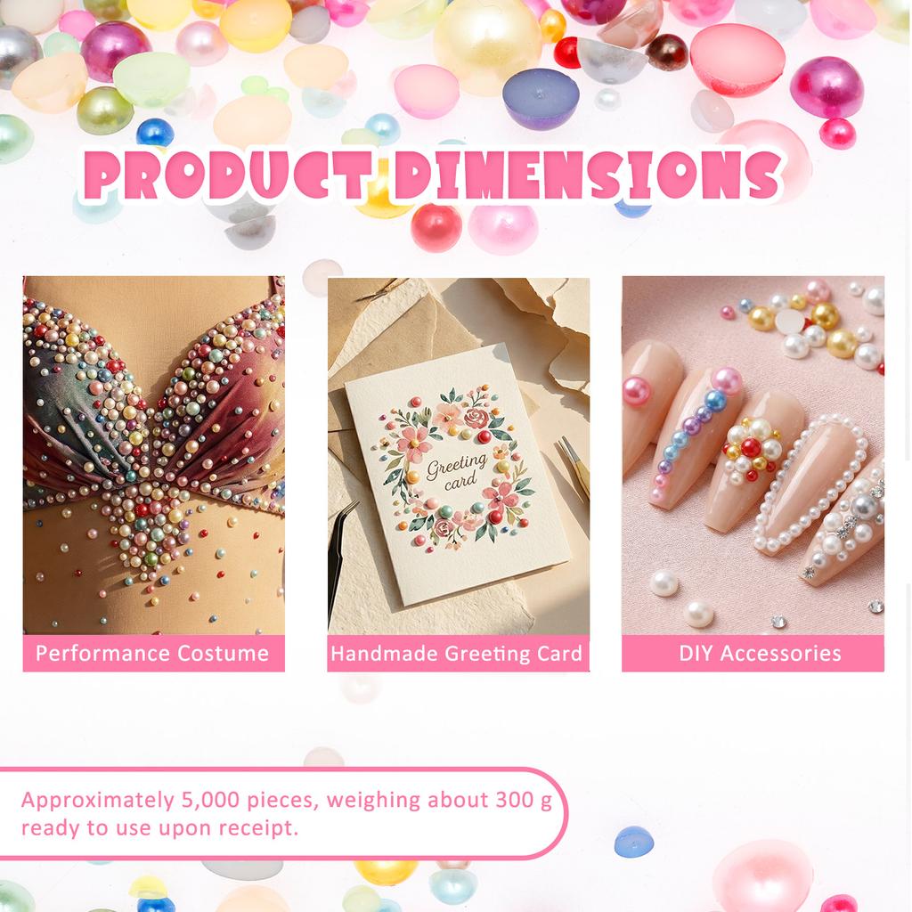5000Pcs Flatback Imitation Pearls Nail Art Charms 28 Colors Half Round Imitation Pearls Beads for Nails Face Art Scrapbooking