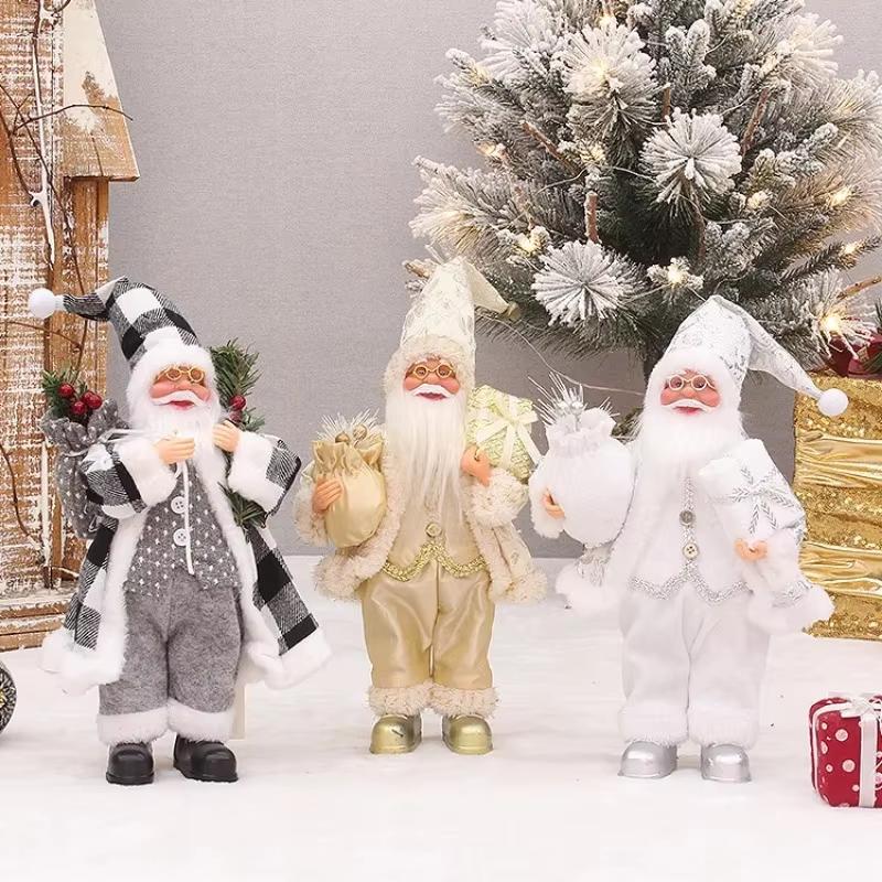 Santa Claus Standing Doll Hanging Decoration Plush Sled Skiing Santa Claus Christmas Tree Pendant Party Plush Decoration