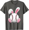 Baseball Bunny Easter Graphic Tee Funny Spring Sports Cotton T-Shirt for Men